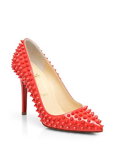 Christian Louboutin Pigalle 100 Spiked Patent Leather Pumps